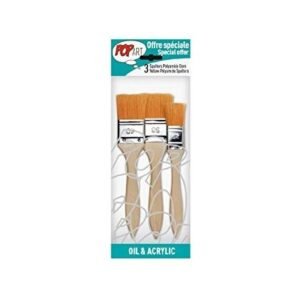 Pochette de 3 brosse manche longue polyamide Doré - Pébéo