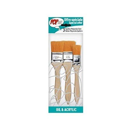 Pochette de 3 brosse manche longue polyamide Doré - Pébéo