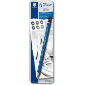Boîte métal de 6 crayons assortis Lumograph Graphite - Staedtler