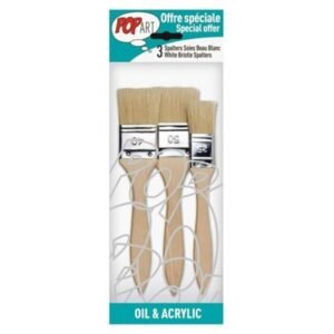 Pochette de 3 brosse manche longue soies beau blanc - Pébéo