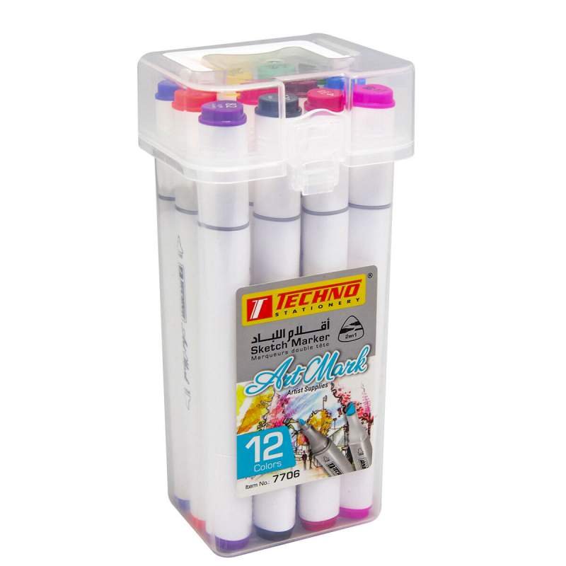Feutre Marqueur Alcool Double Tete Artmark Boite 12 Couleurs