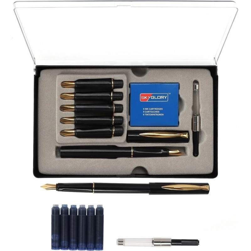 Set de 6 Stylo à Plume Calligraphie - Sky Gold